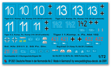 Peddinghaus-Decals 1:72 2021  Deutsche Panzer in der Normandie No 2