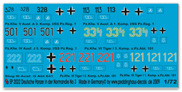Peddinghaus-Decals 1:72 2022  Deutsche Panzer in der Normandie No 3