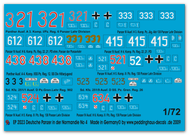 Peddinghaus-Decals 1:72 2023  Deutsche Panzer in der Normandie No 4