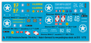 Peddinghaus-Decals 1:72 2052 5 Sherman der FFF in der Normandie No 2