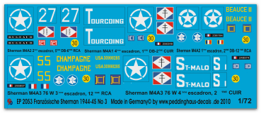 Peddinghaus-Decals 1:72 2053 5 Sherman der FFF in der Normandie No 3