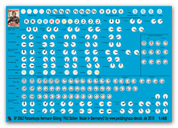 Peddinghaus-Decals 1/48 2062 Fahrzeugmarkierungen Panzerkorps Hermann Göring 1943