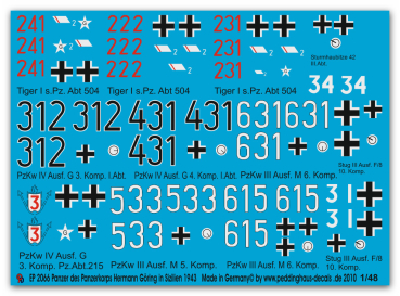 Peddinghaus-Decals 1/48 2066 Panzer des Panzerkorps Hermann Göring in Sizilien 1943