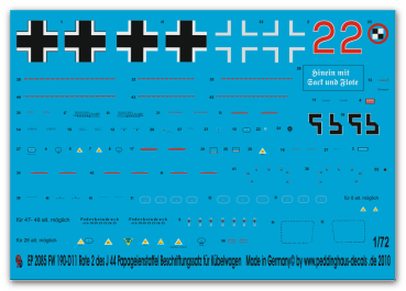 Peddinghaus-Decals 1/72 2085 FW 190 D-11 rote 2 des JV 44 Papageienstaffel Dirschauer
