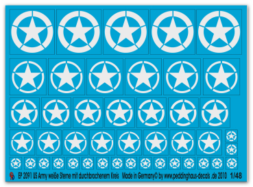 Peddinghaus-Decals 1/48 2091 US Army Sterne weiss mit durchbrochenem Kreis