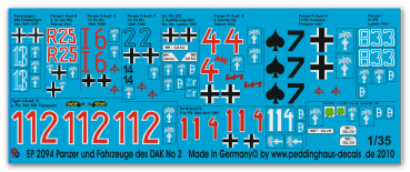 Peddinghaus-Decals 1:35 2094 11 Panzer und Fahrzeuge des DAK No 2