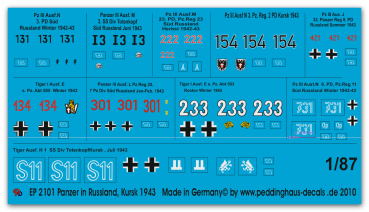 Peddinghaus 1/87 2101 German tanks  in russia, Kursk 1943