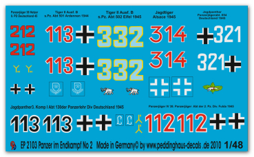 Peddinghaus-Decals 1/48 2103 Panzer im Endkampf No 2