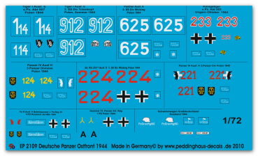 Peddinghaus-Decals 1:72 2109   Deutsche Panzer Ostfront 1944