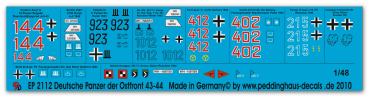 Peddinghaus-Decals 1/48 2112 Deutsche Panzer Ostfront 43-44