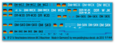 Peddinghaus-Decals 1:144 2116 Civil Antonov AN 2 plane markings
