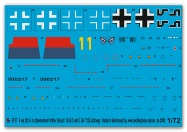 Peddinghaus-Decals 1/72 2119 Me 262 A1 Oberleutnat Walter Schuck 10./JG 5 & 3/JG 7