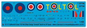 Peddinghaus-Decals 1:48 2127 Spitfire MK Vb Sept 1942 Pilot Officer George "Screwball" Beurling