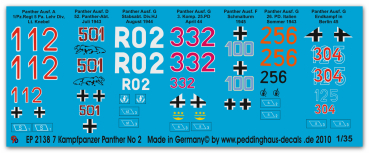 Peddinghaus-Decals 1:35 2138   7 different Panther tank markings No 2