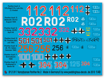 Peddinghaus-Decals 1/48 2139 7 different Panther tank markings No 2