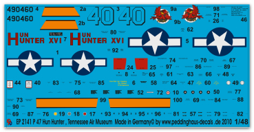 Peddinghaus-Decals 1:48 2141 P 47 Hun Hunter XVI, Museumsmaschine Tennessee Air Museum