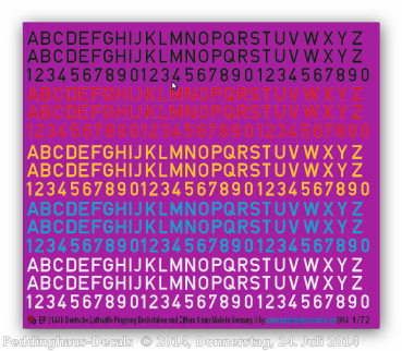 Peddinghaus-Decals 1/72 2144b Luftwaffen Codes in 8 mm höhe