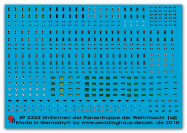 Peddinghaus-Decals 1/48 2252 Uniformabzeichen der Panzertruppe
