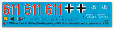 Peddinghaus-Decals 1:16  2280 Panzer IV Ausf. H 6.SS Pz.Reg. 12. Div. Hitlerjugend Ungarn 1945
