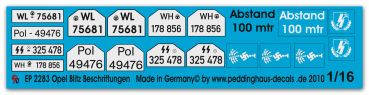 Peddinghaus-Decals 1:16  2283 Opel Blitz markings