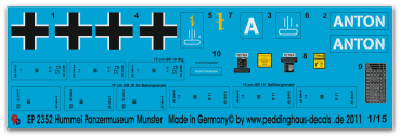 Peddinghaus-Decals 1:16  2352 Hummel tankmuseum Munster Bandai Modell