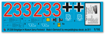 Peddinghaus-Decals 1:16  2358 Tiger II Kingtiger Panzermuseum Samur-Frankreich
