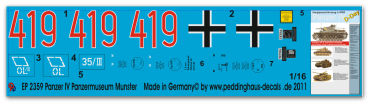 Peddinghaus-Decals 1:16  2359 Panzer IV tankmuseum Munster