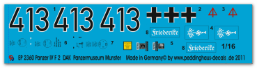 Peddinghaus-Decals 1:16  2360 Panzer IV F2 DAK tankmuseum Munster