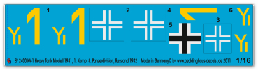Peddinghaus-Decals 1:16  2400 KV-1 Heavy Tank Model 1941 , 1. Komp. 8. Tank Division, Russia 1942