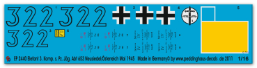 Peddinghaus-Decals 1:16  2440 Elefant 3. Kompanie s.Pz. Jäg Abt 653 Neusiedel
