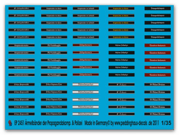 Peddinghaus-Decals 1:35  2451  Cuff titles of Propagandakompanie and Police