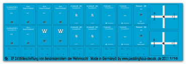 Peddinghaus-Decals 1:16  2459 Markings for german Jerry cans of Wehrmacht-Luftwaffe-SS