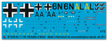 Peddinghaus-Decals 1/72 2530 He 111 KG 100 Battle of Britain