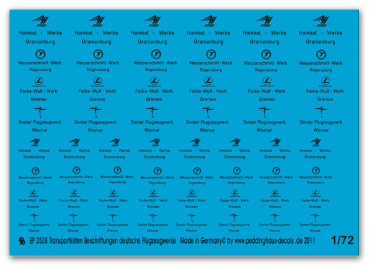 Peddinghaus-Decals 1:72 2538   Transportkisten Beschriftungen deutsche Flugzeugwerke