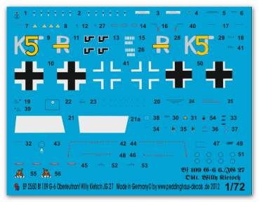 Peddinghaus-Decals 1/72 2550 Bf 109 G-6 Oberleutnant Willy Kientsch JG 27
