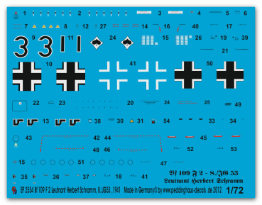 Peddinghaus-Decals 1/72 2554 Bf 109 F 2 Leutnant Herbert Schramm , 8./JG 53, Russland 1941