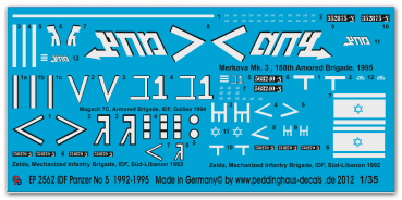 Peddinghaus-Decals 1:35 2562 IDF No 5 Merkava 2 -Magach 7C and 2 M113 Zelda