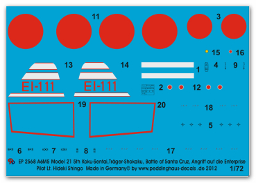 Peddinghaus-Decals 1/72 2568 A6M5 Model 21 5th Koku-Sentai, Trägermaschine Shokaku beim Angriff auf die Enterprise