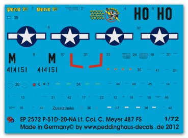 Peddinghaus-Decals 1/72 2572 P-51D-20-NA Lt. Col.C.Meyer 487 FS 1-72