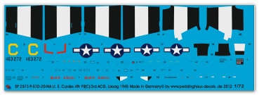 Peddinghaus-Decals 1/72 2573 P-51D-20-NA Lt. E. Curdes 4th FS(C),/3rd ACG, Laoag 1945