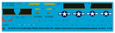 Peddinghaus-Decals 1/72 2575 P-51D-20-NA Major William Shomo 82nd TRS