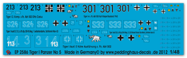 Peddinghaus-Decals 1:48 2586 5 Tiger I Panzer No 5