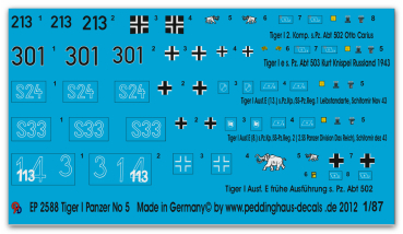 Peddinghaus 1/87 2588 5 Tiger I tanks No 5