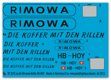 Peddinghaus-Decals 1:48 2592 Ju 52 JU-Air Rimowa-Koffer HB-HOY