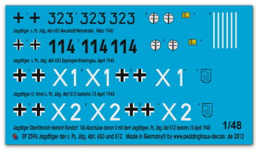 Peddinghaus-Decals 1:48 2596 Jagdtiger der s.Pz. Jäg Abt. 653 und 512