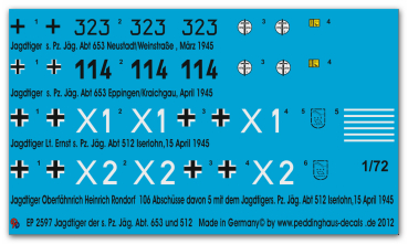 Peddinghaus-Decals 1:72 2597  Jagdtiger der s.Pz. Jäg Abt. 653 und 512