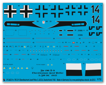 Peddinghaus-Decals 1:72 2602 Fw 190 D-9 Oberstleutnant Josef Priller 5./JG 26,  Deutschland 1945