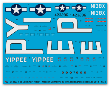 Peddinghaus-Decals 1/72 2623 P 38 Ligthning " Yippee"