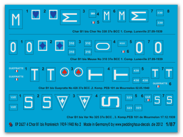 Peddinghaus-Decals 1:72 2627 4 Char B1 bis Panzer Frankreich 1939-1940 No 2