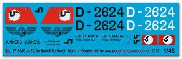 Peddinghaus-Decals 1:48 2640 Ju 52/3m Rudolf Berthold